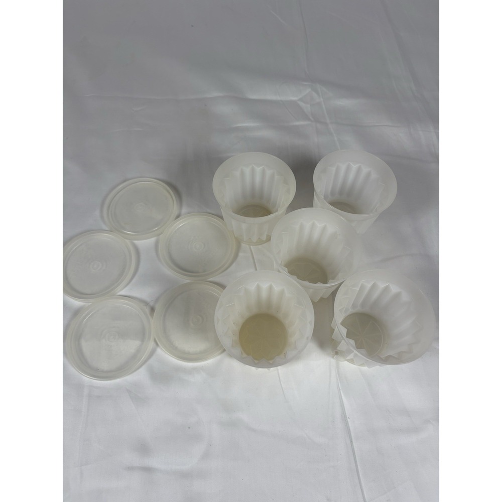 Vintage Tupperware Jello Mold Lot of 5 w/ Burp Seal Lids Starburst Made USA